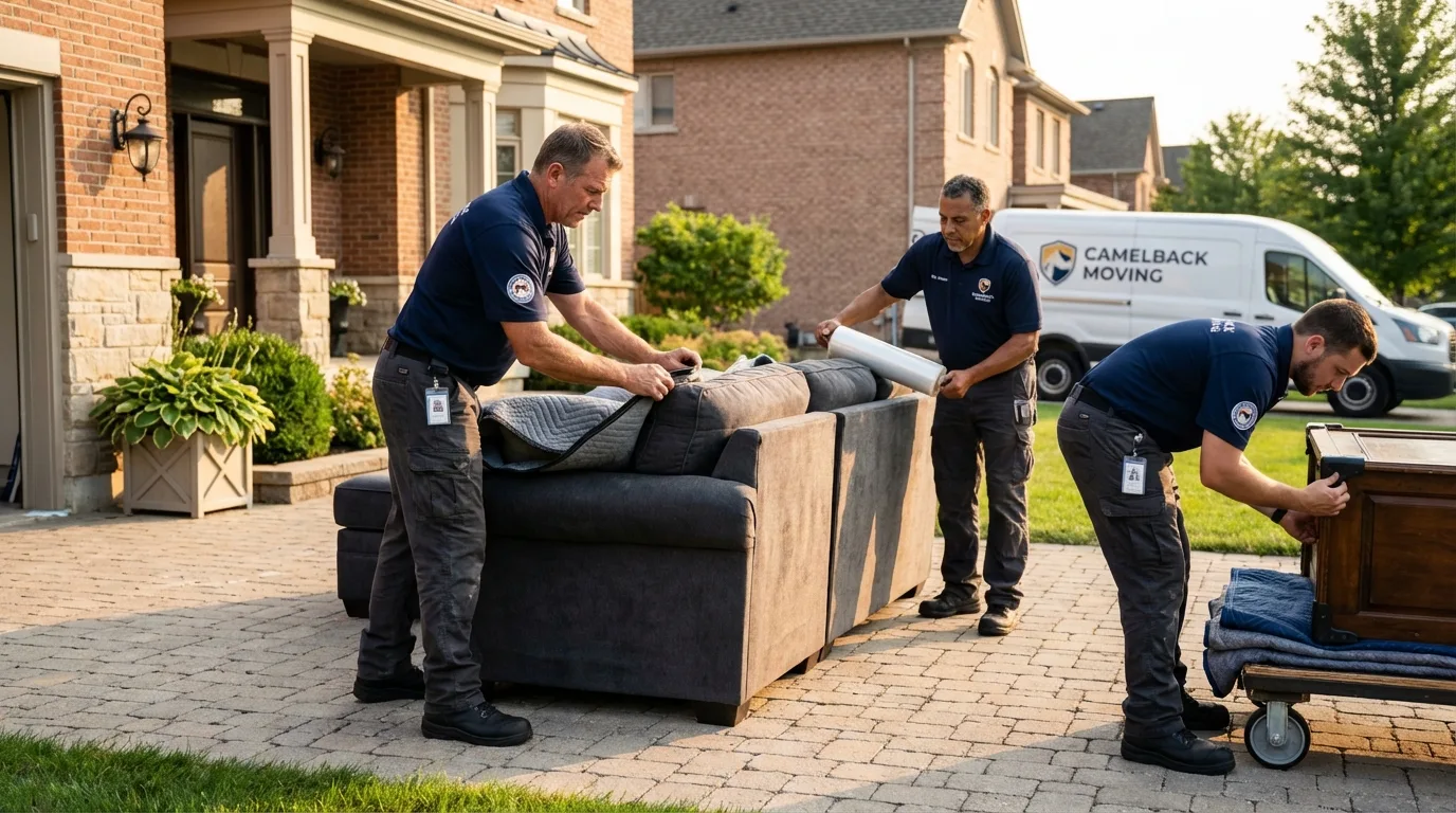 Large estate moving crew wrapping furniture in Carlsbad, NM
