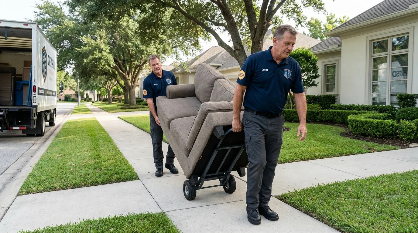 Local residential moving crew loading furniture in Carlsbad, NM