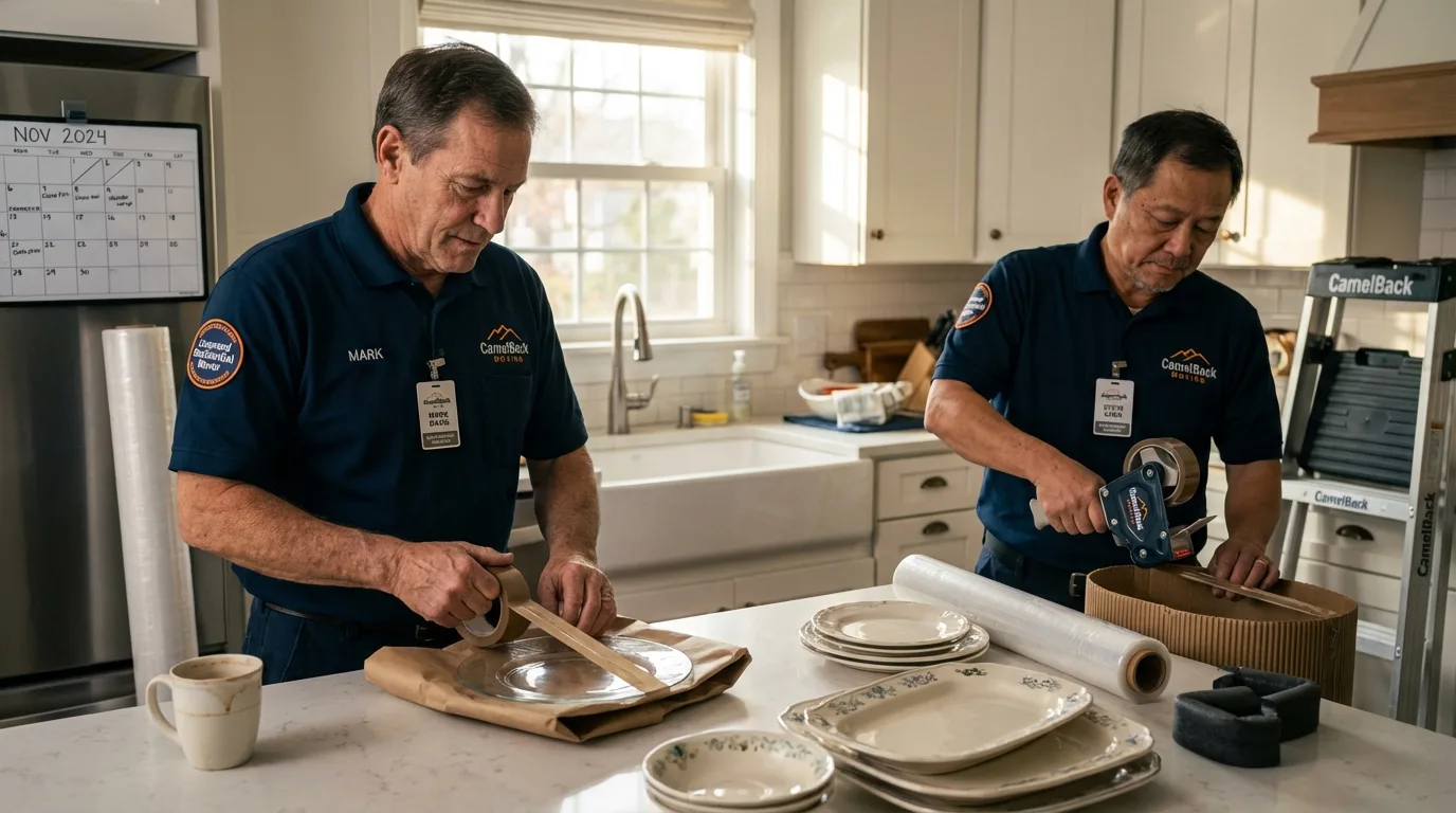 Professional crew packing kitchen dishware in Carlsbad, NM